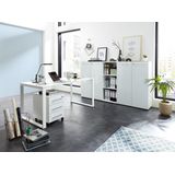 MONTERIA - Bureautafel - Wit - Melamine - Slede Onderstel