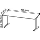 Zit-sta bureau Osmond 180cm elektrisch verstelbaar - lichtgrijs/zilver