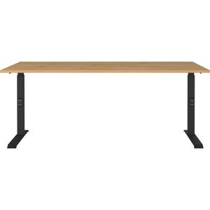 Schreibtisch Agenda Home, mechanisch höhenverstellbar, B 1800 x T 800 x H 680-910 mm, Grandson-Eiche/Schwarz
