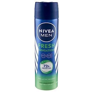 NIVEA MEN Fresh Sensation Spray 150 ml, deodorant-spray voor maximaal 72 uur bescherming, deodorantspray met Infinish-technologie, anti-transpirant deodorant zonder ethylalcohol