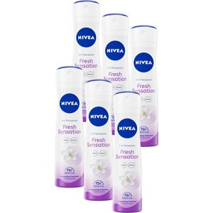 NIVEA Fresh Sensation Anti-transpirant - Deodorant Spray - Werkt 72 uur - Antibacterieel - Alcoholvrij - 6 x 150 ml - Voordeelverpakking