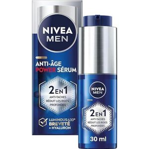 NIVEA MEN Anti-Age 2in1 Power Serum Gezicht - Creme - Skicare voor de Rijpere huid - Gezichtsserum Met hyaluronzuur en Luminous630 - Egaliseert en hydrateert - 30 ml