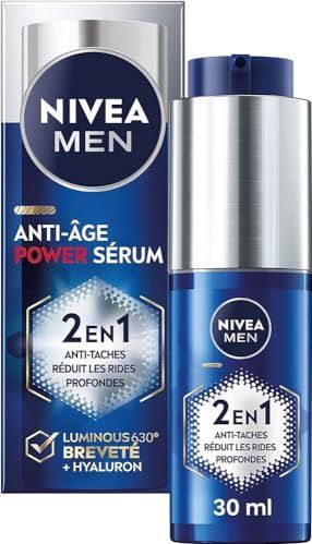 NIVEA MEN LUMINOUS630® Power 2-in-1 serum tegen veroudering en vlekken (1 x 30 ml), hydraterend gezichtsserum verrijkt met hyaluronzuur, herenverzorging voor alle huidtypes