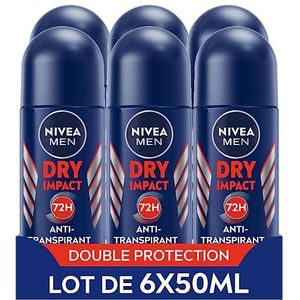 NIVEA MEN Dry Impact anti-transpirant deodorant (6 x 50 ml), deodorant voor heren, zonder alcohol, anti-transpirant, 72 uur bescherming