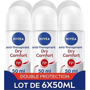 NIVEA Dry Comfort anti-transpirant deodorant (6 x 50 ml), deodorant voor dames, 72H bescherming, deodorant voor dames met alcoholvrije formule voor alle huidtypes