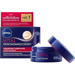 NIVEA Vital Intensieve nachtverzorging voor rijpe huid, gezichtsverzorging met calcium, parelextracten en natuurlijke druivenpitolie, nachtcrème ter ondersteuning van de regeneratie van de huid (50