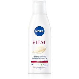 NIVEA Vital verwennende reinigingsmelk, gezichtsreinigingsmelk voor rijpe huid, verwijdert make-up en huidvuil grondig, zachte reinigingsmelk (200 ml)