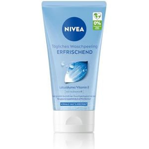NIVEA Dagelijkse wasspeeling, verfrissend, peeling zonder microplastic met vitamine E voor een diepe gezichtsreiniging, verfrissende gezichtspeeling voor normale en gemengde huid (150 ml)