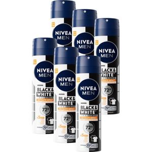 NIVEA MEN Black & White Ultimate Impact Deodorant Spray - Deo - Anti-Transpirant - Voordeelverpakking - 6 x 150ml