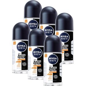 NIVEA MEN Black & White Ultimate Impact Anti-Transpirant Deo Roller - Deodorant - Voordeelverpakking - 6 x 50ml