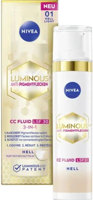 NIVEA - LUMINOUS630 - Anti-Pigment Vlekken - CC Fluid - Gezichtsverzorging Alle huidtypen - SPF 30 - 40 ml - 01 Light