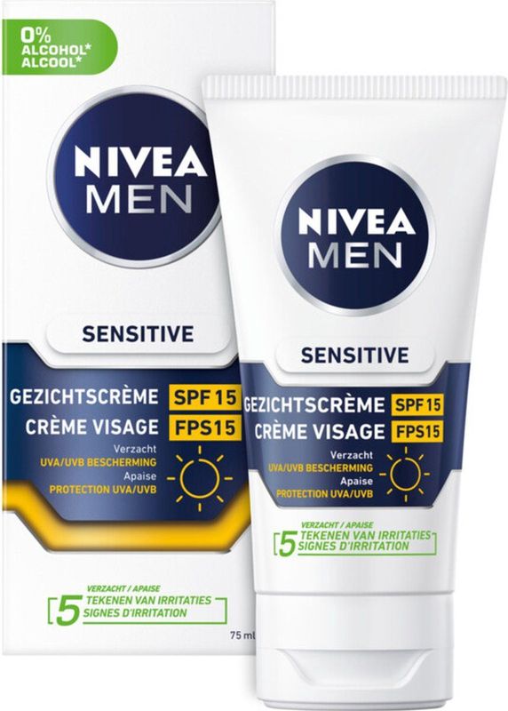 NIVEA - Men Moisturizer Sensitive - Zonnebrand - 75 ml - SPF 15