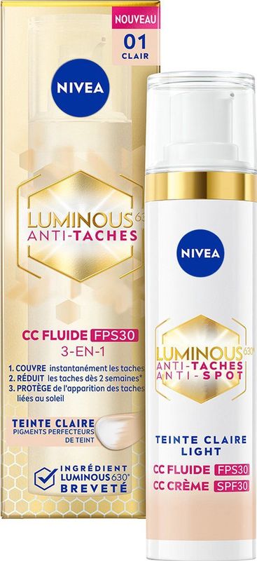 NIVEA Cellular LUMINOUS630 CC Fluid Cream - Light - Anti-Pigmentvlekken Crème - 40ml