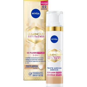 NIVEA Cellular LUMINOUS630 CC Fluid Cream met SPF 30 - Medium - Anti-pigmentvlekken crème - Gekleurde Dagcrème - Skinzichtcare Gezichtsverzorging - Gezichtsverzorging - 40 ml