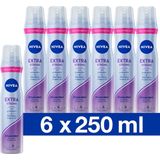 NIVEA Extra Strong Haarlak - Haarspray met Stevige Fixatie tot 24 uur - Haarverzorging voor alle Huidtypes - Voordeelverpakking - 6 x 250 ml