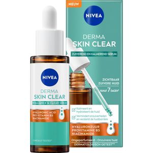 NIVEA Derma Skin Clear Serum Gezicht - Zuiverend & Kalmerend Gezichtsserum - Met Hyaluronzuur en Niacinamide - 30ml