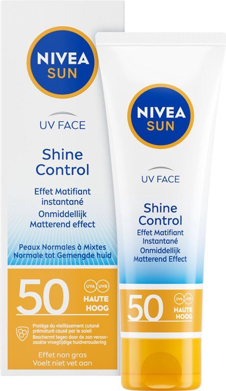 NIVEA SUN UV Face Shine Control SPF50 - Zonnebrandcrème - 50ml - Bescherming tegen UVA/UVB