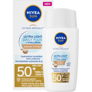 NIVEA Sun SPF50+ Medium Tinted Ultra Light Daily Fluid - 1+1 Gratis