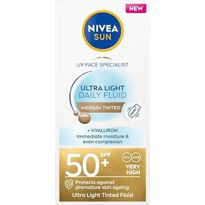 NIVEA SUN - UV Face Ultra Light Fluid - Getinte Zonnebrandcrème - SPF 50+ - Voor Gevoelige Huid