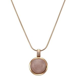 Zeeme Gemstones Halskette 925 Sterling Silber rosé-vergoldet mit echtem Rosenquarz 12mm