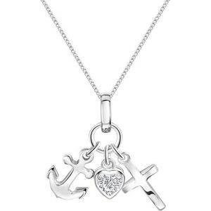 Firetti Kette mit Anhänger Schmuck Geschenk Silber 925 Halsschmuck Halskette Panzerkette Glaube, mit Zirkonia (synth)
