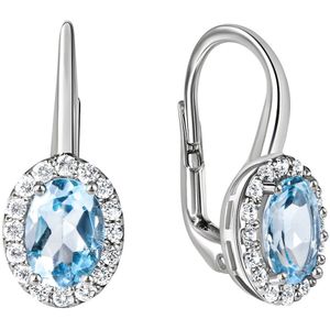 Zeeme Paar Ohrhänger »375/- Weißgold Zirkonia und Blautopas«