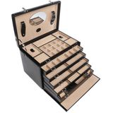 Windrose - Juwelendoos - Zwart - Fijn Synthetisch - Afsluitbaar