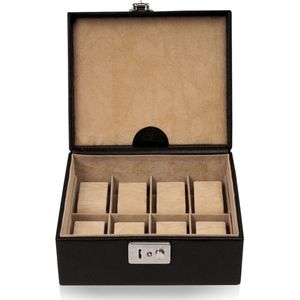 Windrose Beluga Horlogebox 19,5 cm Leer  zwart