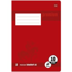 5 x Staufen Schulheft Premium A5 16 Blatt kariert mit Rand
