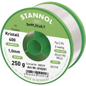 Stannol Ecology TC Soldeertin, loodvrij Spoel Sn99,3Cu0,7 250 g 1 mm
