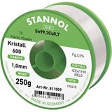 Stannol Kristall 600 Fairtin Soldeertin, loodvrij Loodvrij Sn99,3Cu0,7 REL0 250 g 1 mm