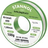 Stannol Kristall 600 Fairtin Soldeertin, loodvrij Loodvrij Sn96,5Ag3Cu0,5 REL0 100 g 1 mm