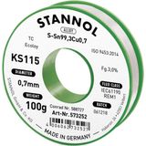 Stannol KS115 Soldeertin, loodvrij Spoel Sn99,3Cu0,7 ROM1 100 g 0.7 mm