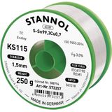 Stannol KS115 Soldeertin, loodvrij Spoel Sn99,3Cu0,7 ROM1 250 g 1.5 mm
