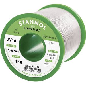 Stannol ZV16 Soldeertin, loodvrij Loodvrij Sn99,3Cu0,7 REL0 1000 g 1 mm