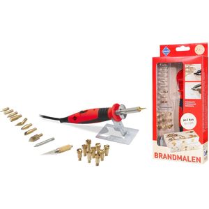 Pebaro 0262 Pyrograaf met aan/uit-functie, 9 stansen, 9 punten, soldeerpunt, piepschuimmes, pyrografie, houtbrander, solderen, polystyreen snijden, knutselen met hout