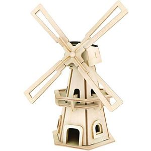Pebaro 834/1 houten bouwset op zonne-energie, windmolen, 3D-puzzel, modelbouwset, knutselen met hout, houten puzzel, knutselset, voorgesneden houten plaat, uitbreken, in elkaar steken, klaar,
