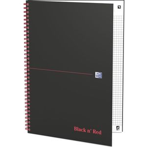 Oxford Black n' Red - Notitieboek - A5 - Ruitjes Papier - 90g - Hardcover - Zwart
