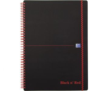 OXFORD BLACK N´RED A4, PP, SPIRAL, 140 SIDER, LINIERET