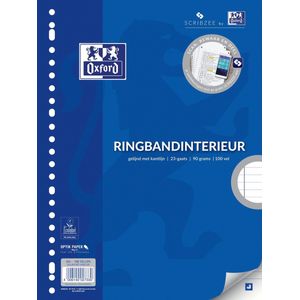 Oxford School - Ringbandpapier - A4 - Gelijnd - met kantlijn - 23 gaats - 100 vel - pak van 5