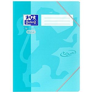 OXFORD by ELBA Rubberen trekmap voor veilig sluiten, 3 afgeronde kleppen, stevig karton met zacht oppervlak A3, 10 stuks aqua