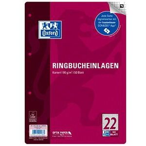 5 x Oxford Ringbucheinlagen A4 90g/qm 50 Blatt Lineatur 22 Scribzee ko