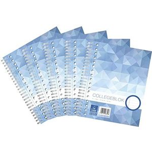 Work Collegeblok 5-delig, gelinieerd, A5, 80 vellen, 17 gaten, 70 g