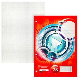Schulblock A4 50 Blatt 70 g qm 4-fach gelocht Lineatur 28