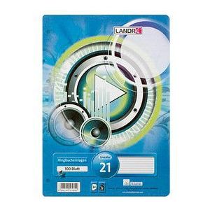 5 x Landre Ringbucheinlagen A4 100 Blatt 70 g/qm 4-fach gelocht Lineat