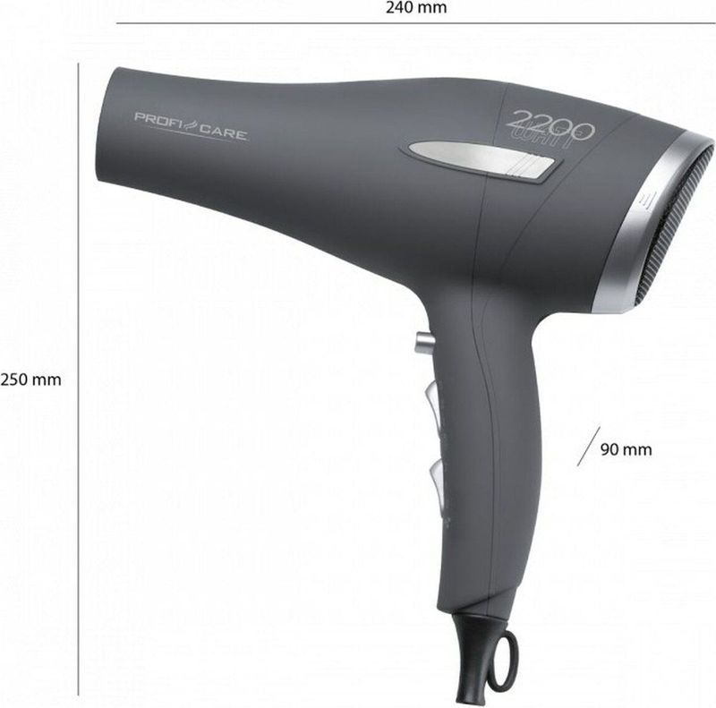 ProfiCare - PC-HT 3045 - Föhn - Antraciet - 2200 W - Ionische Technologie