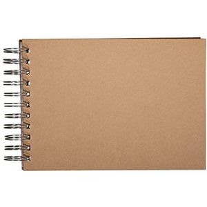 Rayher Spiraalgebonden plakboek met effen papieren pagina's, Hardcover Memory Book, Kraft Paper Album in de maat 21.5x15.5cm, 15 pagina's, 73200521