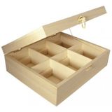 Rayher Bastelholz natur Teebox mit 6 Fächer