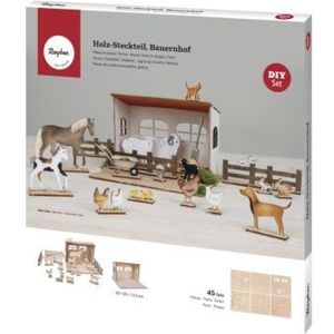 Rayher Holzbausatz Bauernhof 45-tlg. beige