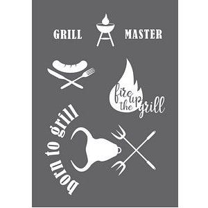 Rayher Siebdruckschablone Grillmaster grau